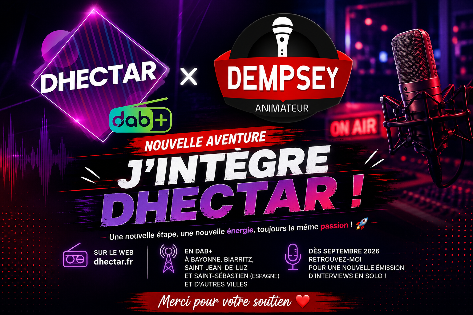 Dempsey rejoint DHECTAR : une nouvelle aventure radiophonique dès septembre 2026 📻